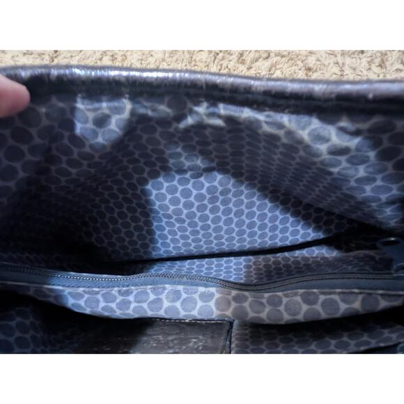 Brighton Natural Wicker Woven Purse Handbag Tote Beige Navy Blue - Picture 11 of 12